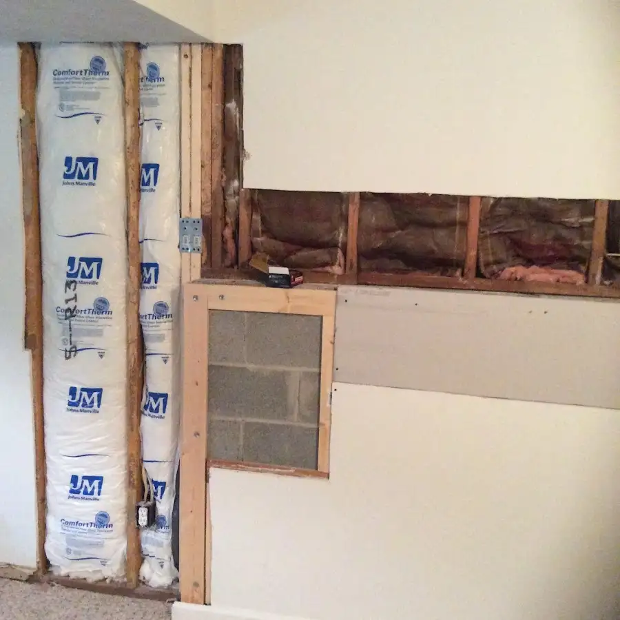 Wall insulation replacement during Contents Cleaning & Restoration in Berwick